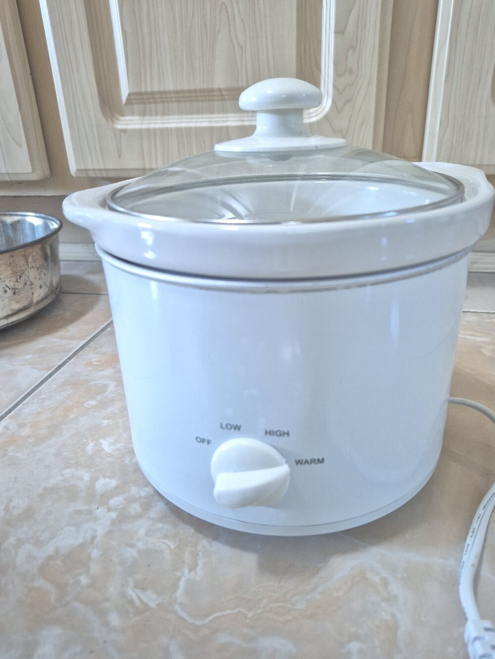 2 Qt Slow Cooker Crock Pot 4 Temp Settings See Thru Glass Lid White Clean